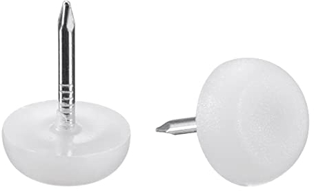 sourcing map 40Stk. Möbelfüße Nagel Stuhl Tischbein Schutz Pad Plastik 12mm Durchmesser Weiß