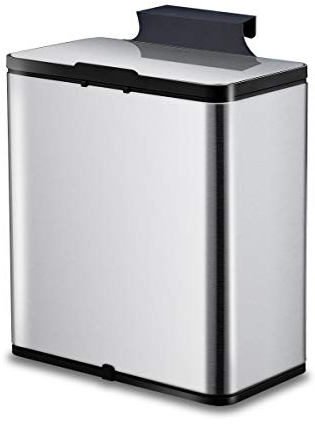 ELPHECO Cubo de basura colgante de acero inoxidable cepillado de 2 galones para cocina, puerta de armario de cocina de 8 litros, cubo de basura debajo del fregadero, contenedor de compostaje montado