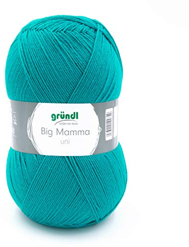 Gründl Wolle Big Mamma uni - XXL Wolle zum Stricken - Strickgarn - Weich und hautfreundlich - 100 % Polyacryl - 1 Knäuel 400 g / 1040 m - Nadelstärke 3,5- 4,5 - smaragd