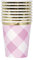 Papierbecher - 266 ml - Rosa Gingham 1. Geburtstag - 8er-Pack