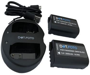 Dot.Foto DMW-BLK22 Premium High Capacity 2500mAh Battery (2-pack) & DMW-BTC15 type Fast USB Dual Battery Charger for Panasonic Lumix DC-S5, S5II, S5IIX, S9, G9II, GH5, GH5II, GH5S, GH6