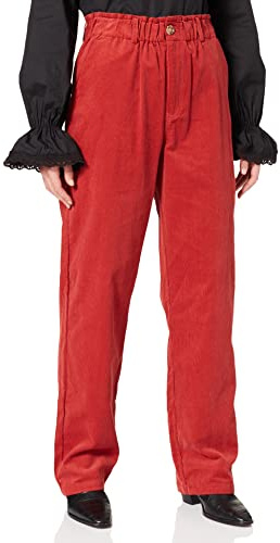 NA-KD Damen Cordhose mit lockerer Passform Gr. 46, Dusty Red