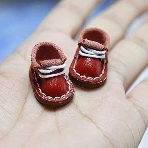 XiDonDon Ob11 Schuhe 1/12 Bjd Schuhe Italienische handgemachte Rinderschuhe Holala Stiefel für Body9,GSC,DDF,YMY,OB,Molly Puppenzubehör (Red)
