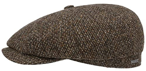 Stetson Hatteras Shetland Wool Flatcap Schiebermütze Herren Baumwolle gefüttert Herbst Winter braun 55 cm