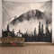 EHOMERY Wandbehang Klein Wandschmuck Deko Grau-Weiß Nebel Den Bergen XL Wandteppich Wanddekoration Balkon Groß Schlafzimmer Wohnzimmer Wanddekoration 260X240Cm