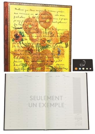 Blumie Shop Paperblanks 2023 Französischer Terminkalender – 1 Woche auf 2 Seiten groß vertikal + Index selbstklebend (Aurelia)