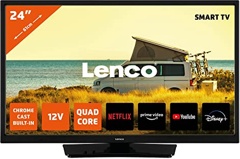 Lenco LED-2463 24-Zoll Smart TV Full HD - Fernseher mit Bluetooth - 12V Kfz- Adapter - Netflix, YouTube & WLAN - Bluetooth - HDMI - Ethernet - schwarz