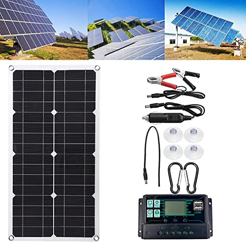Panel Solar de 250 W, con Controlador de Carga de 30 A, EnergíA Fotovoltaica de MóDulo Monocristalino de Alta Eficiencia para BateríAs de VehíCulos Recreativos, Caravanas y Aplicaciones,1*250W