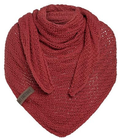 KNIT FACTORY - Dreiecksschal Sally - Damen Strickschal mit Wolle - Grob gestrickten Schal - Hochwertige Qualität - XXL Schal - 220x85 cm - Baked Apple