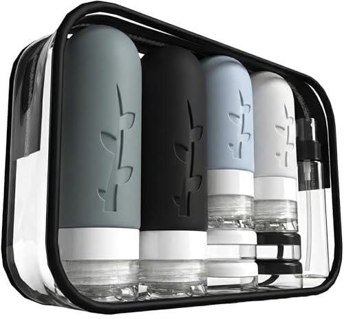 DEPOZA 16 Pack Travel Bottles Set - TSA Approved Leak Proof Silicone Squeezable Containers for Toiletries, Conditioner, Shampoo, Lotion & Body Wash Accessories (16 pcs/Black Pack)