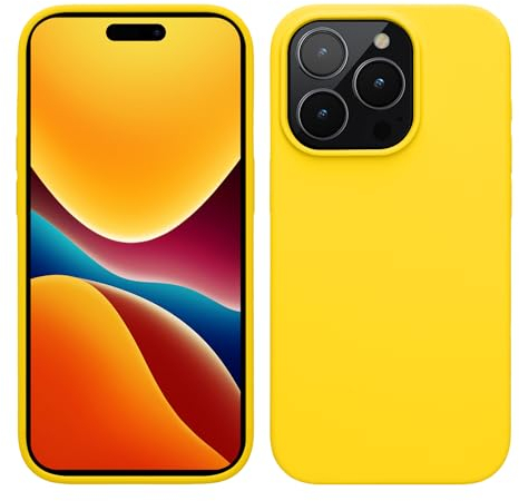 kwmobile Carcasa para iPhone 15 Pro MAX Funda - Case TPU y Silicona para Smartphone con Interior de Microfibra - Suave Protector antigolpes para móvil - Amarillo chillón