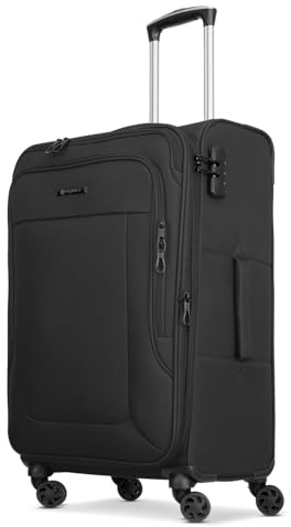 Franky Melbourne 3.0 Koffer groß | Weichschalen Trolley mit 4 drehbaren Rollen, Dehnfalte, arretierbarer Griff, Adressschild, Hemdenfach und Zahlenschloss | 42 cm x 29 cm x 69 cm - 2.95 kg