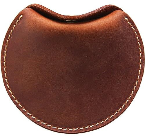 Coin Purse Cuir Vintage Crazy Horse Cuir Facturé À Main Rond Small Pocket Pocket Backle Fermeure Money