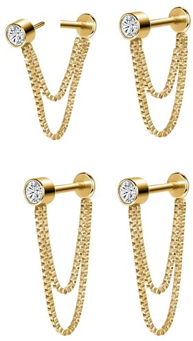 AoedeJ 2 Paar Helix Piercings Silber Chirurgenstahl Tragus Piercing Ohr Chirurgenstahl Labret Piercing Tragus Piercing Labret (Gold)