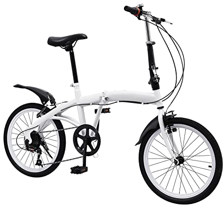 OUBUBY 20 Zoll Klapprad, Klapprad Erwachsene 7 Gang Fahrrad für Erwachsene Klapprad Dual V Brake Carbon Stahl Klapprad Höhenverstellbar Fahrrad für Straße Berg Rennen und Andere Sportarten (Weiß)