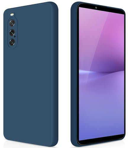 GiiYoon Hülle Kompatibel mit Sony Xperia 10 V, Hochwertiges Liquid Silicone Case, Rundumschutz Handyhülle, Kratzfestes Weiches Mikrofaserfutter- Blau