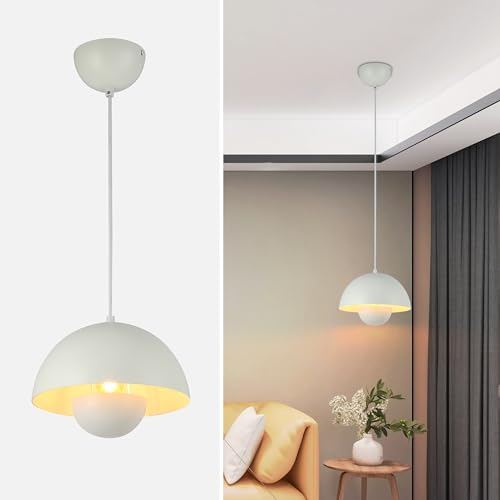 SUNLLOK Moderne Weiß Pendelleuchte Esstisch – Verstellbare Metall Deckenleuchte Hängelampe – Industrielle Innen E27 Kronleuchter für Esszimmer Kücheninsel Schlafzimmer