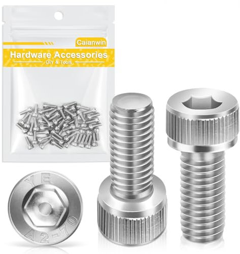 Viti a testa cilindrica M3 x 8 mm con esagono incassato, 50 pezzi, Caianwin DIN 912 in acciaio inox (A2 V2A) per macchine industriali, veicoli a motore, edilizia