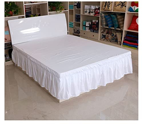 Faldones De Cama Colcha de Color liso for decoración de cama, colcha de Hotel con volantes, falda cálida envolvente completa, 2 lugares, 40cm de altura for el hogar Cubre Somier(CQ002-35,180X200x40cm)