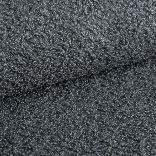 Heko Panels Bouclé Stoff Polsterstoff Boucle Möbelstoff Frottier-Velours Schwer Entflammbar Meterware Stoff Zum Nähen Für Deko Kissenbezüge Wohntextilien 300 x 142 cm Graphit Anthrazit Tena