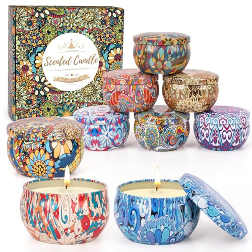 Duftkerzen Geschenkset, 9 StüCk Duftkerzen Im Glas Weihnachtsgeschenke für Frauen, 2.5oz Kleine Duftkerze Sojawachs Aromatherapie Kerzen Set Duft Für Zu Hause Weihnachten Kleine Geschenke