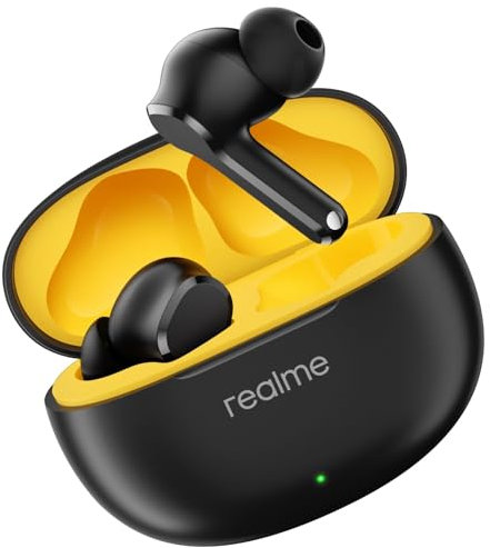 realme T110 Bluetooth-Kopfhörer, Bluetooth 5.4, Geräuschunterdrückung, kabellose In-Ear-Kopfhörer, 10 mm dynamischer Bass-Treiber, 38 Stunden Wiedergabe, IPX5 Wasserbeständigkeit, Schwarz