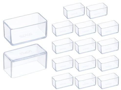 sourcing map 16 Pcs Silicone Chair Leg Floor Protectors 1 x 2 Inch Non-Slip Chair Leg Caps Covers, Rectangle Furniture Leg Protectors for Hardwood Floors Reduce Noise and Scratches, Clear