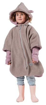 Patulove Auto-Poncho für Kinder – Für Autositz – Kinderwagen – Fahrrad – Mit Abnehmbarer Kapuze – Reflektoren – Warmer Fleece für Winter und Herbst – Lamb Powder Pink S