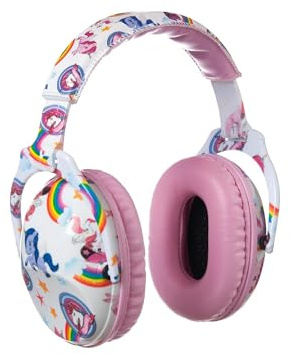 PROTEAR Cuffie antirumore SNR per bambini, 28 dB, protezione per le orecchie, protezione per le orecchie regolabile, protezione acustica per bambini, fuochi d'artificio e compiti a casa (unicorno rosa