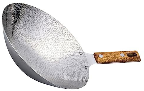 BESTOYARD Bratpfanne aus Edelstahl Hot Pot elektrisch Wokpfanne mit Deckel Wok ohne Boden gehämmert edelstahltopf edelstahlpfanne Wokpfanne für Gasherd multifunktionaler Wok Rostfreier Stahl
