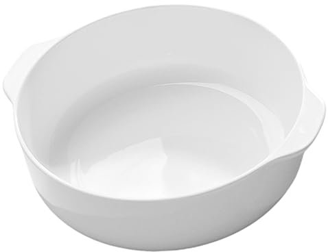MOLUCKFU Plat à Rôtir Céramique Double Anse Bol De Service Porcelaine Blanche Pour Salades Et Cuisson Au Four