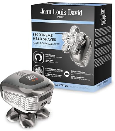 Haarschneider – Jean Louis David – 20209 – 6 drehbare Köpfe – 360 ° – 60 Minuten – Grau