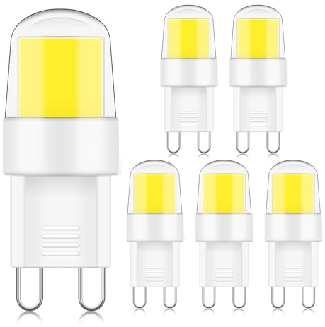 ZHENMING Mini G9 LED Bulb 3W 6000K Non-Dimmable 20W-33W Halogen Equivalent | Short Clear Capsule Bi-Pin for Cooker Hood 260LM 220V-240V 5 Packs