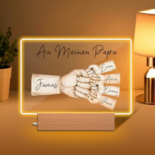 Rainsar Personalisiertes Vatertagsgeschenk für Papa, Individueller Fotorahmen mit Fäusten & Namen, Acryl Papa-Faustgruß Geschenk, Geschenkidee für Geburtstage & Papa-Tag, Fotogeschenke für Familien