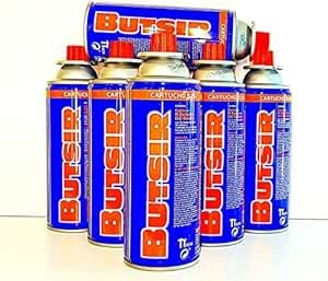 Pack 6 Cartuchos de Gas Butano BUTSIR B-250 – 227 g – Válvula Autosealable – Compatible con Cocinas y Hornillos Portátiles – Camping y Emergencias