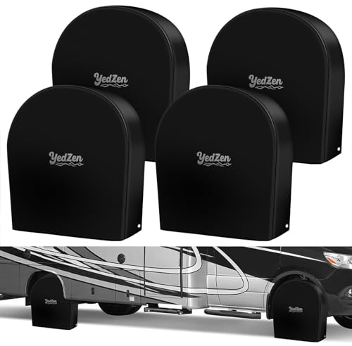 YedZen 4 STK Reifenabdeckung Wohnwagen für 26-29 Zoll, 600D PU Wasserdicht Radabdeckung mit 2 Metallösen&Elastischem Ring, Radschutzhülle für Caravan, Wohnmobile, Anhänger, SUV