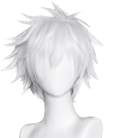 Kurz Silber Weiß Perücke, Gojo Satoru Cosplay Wig, Anime Cosplay Kostüm Perücken, Halloween Party Karneval Party, Männer Frauen Anime Show Party