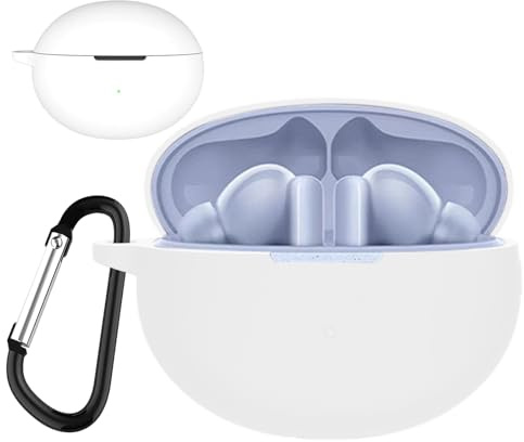 TOORQR Kompatibel mit Huawei FreeBuds 5i/FreeBuds 6i Hülle Kopfhörer Case Kopfhörer Case,Schützende Flüssig Silikon Hülle für FreeBuds 5i Silikon Cover,Front-LED Sichtbar, Kratzfest(Weiß)
