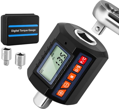 Digital Torque Adapter, 1/2 with 1/4 & 3/8 Adapters, 6-200N.m, 4 Torque Units Backlit Display 2 Modes Perfect for Automotive Bike Bicycle Motorcycle DIY & Home Repairs