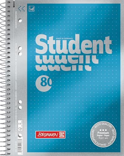 BRUNNEN Collegeblock Premium Student | A5, punktiert, 80 Blatt, blau