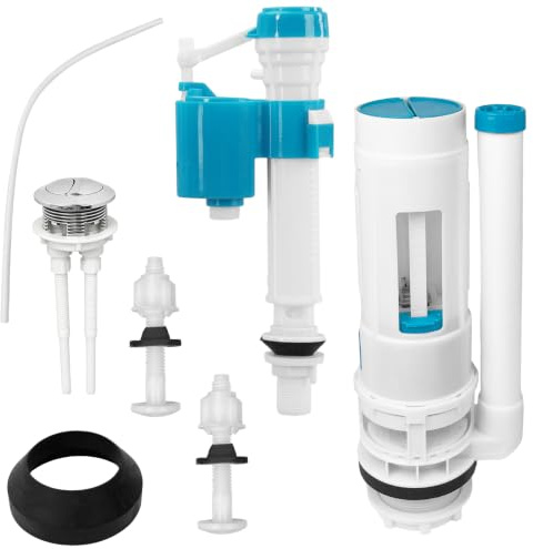 SuQurtom Toilet Flush System Replacement - Universal Dual Flush Valve & Fill Valve Kit with Adjustable Height for 25-30cm Tank, Efficient Water-Saving Toilet Cistern Parts for Bathrooms