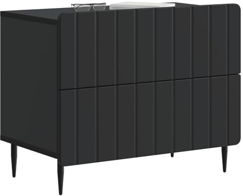 vidaXL Nachttisch Schwarz 62 x 34,5 x 49,5 cm Holzwerkstoff, Wohnzimmer, moderner Nachttisch, Stauraum, kompakter Beistelltisch, minimalistischer Organizer, Möbel für Zuhause