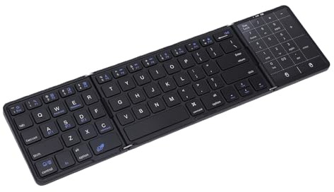 XUMIUZIY Tastiera Bluetooth Tripla Pieghevole con Touchpad, Tastiere Pieghevoli Tascabili Ultra Sottili di Dimensioni Standard, Supporta 3 Dispositivi, Tastiera Wireless Portatile (BLACK)