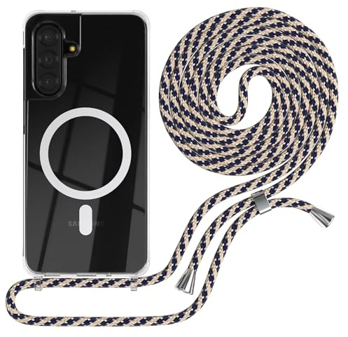 EAZY CASE - Handykette kompatibel mit Galaxy A17 Kette zum Umhängen Stoßfest Handyhülle für Galaxy A17 Silikon Hülle mit Band Handytasche Transparent als Fallschutz in Taupe - Clips Schwarz