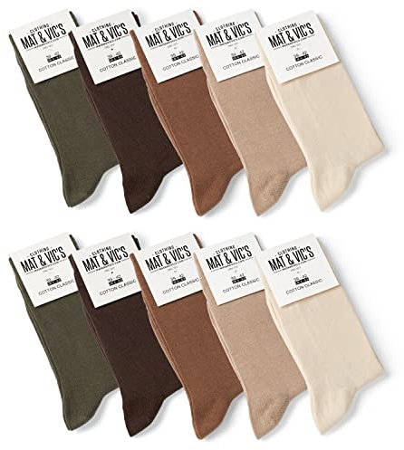 Mat And Vic's Chausettes, Confortables, Respirantes - Earth Colors - Lot de 10 paires 35-38