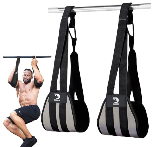 DMoose Fitness Hanging Ab Straps for Pull Up Bar & Core Strength Training-Soft Padded Exercise Straps for Ab Swing & Leg Raises, Hang Bar Strap with 2 Steel Carabiners - Abs Equipment for Home & Gym