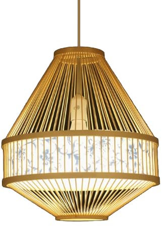 Piccolo Lampadario Lampada a Sospensione in Stile Sud-Est Asiatico Paralume a Sospensione in Materiale Naturale con Baldacchino in Legno Lampadina in bambù Comodini Camera da Letto Cucina Lampada a