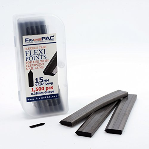 FramePac Flexipoint Lot de 1500 tournevis de point pour cadres photo 15 mm (tournevis AKA pour encadrement photo, compatibles avec tournevis à double point d'entraînement, points de vitrage)