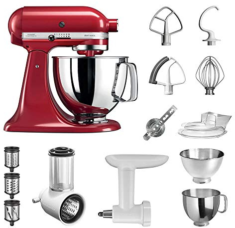 KitchenAid Artisan Küchenmaschine mit Gemüseschneider, Fleischwolf und vielem Zubehör, 5KSM175PSEER (Empire Rot)