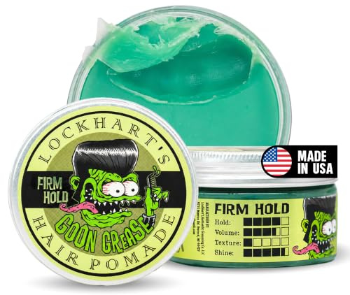 Lockhart's GOON GREASE Hair Pomade | Heavy Hold | Classic Hair Pomade - Firm Hold & Beautiful Shine | Fragrance: Cucumber, Spicy & Fresh | Rockabilly Hair Dressing | 113g